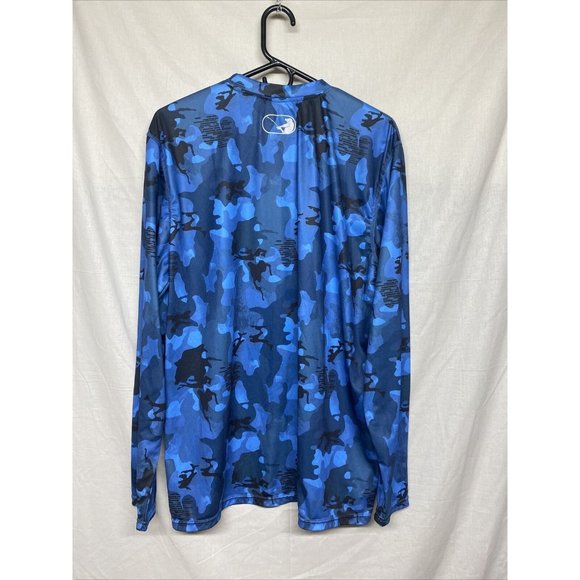 Nautica Angler Men Long Sleeve Shirt Pullover Urban Blue Camo Large Fishing swim - Picture 7 of 7